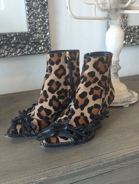 No21 Calf Hair Leopard Print Boots 39.5